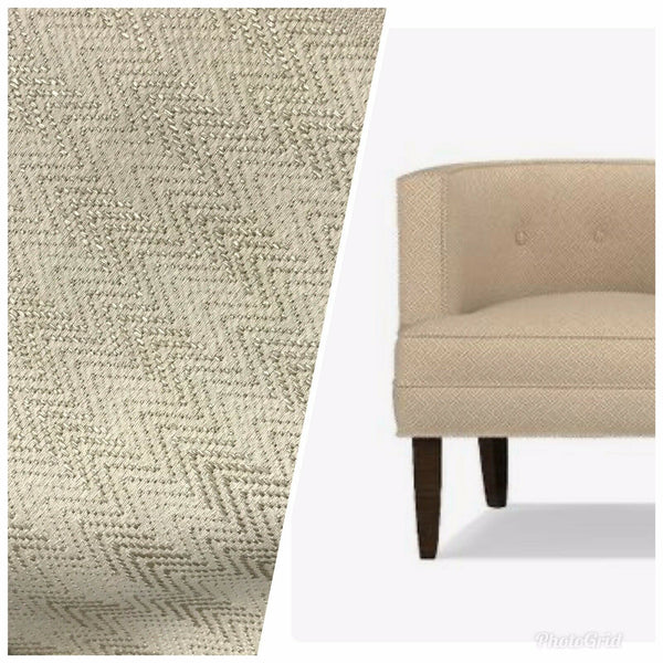 Countess Claire Designer Upholstery Herringbone Chevron Pattern Tweed Fabric -Beige Natural - Fancy Styles Fabric Pierre Frey Lee Jofa Brunschwig & Fils