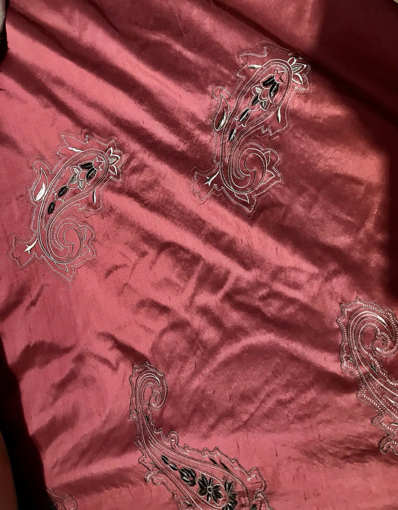 SALE! Designer 100% Silk Taffeta Fabric Red Paisley Decorating ...