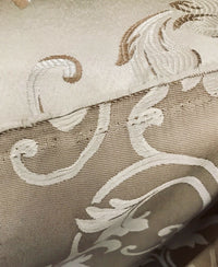 NEW Brocade Satin Fabric- Cream & Taupe- Floral Leaves Upholstery Neoclassical - Fancy Styles Fabric Pierre Frey Lee Jofa Brunschwig & Fils