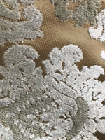 SWATCH Designer Italian Burnout Damask Chenille Blue Bronze Fabric Upholstery - Fancy Styles Fabric Boutique