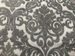 NEW Sir Arthur Double Sided Burnout Chenille Velvet Fabric- Grey & Ivory Upholstery Damask - Fancy Styles Fabric Pierre Frey Lee Jofa Brunschwig & Fils