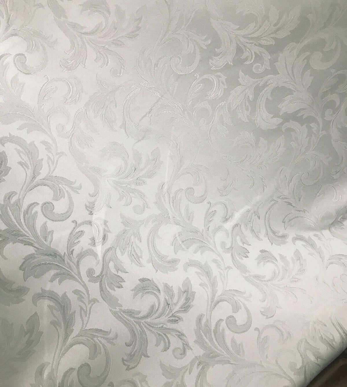 NEW Italian Brocade Satin Fabric- White- Floral Leaves Upholstery Neoclassical - Fancy Styles Fabric Pierre Frey Lee Jofa Brunschwig & Fils
