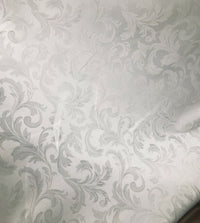 NEW Italian Brocade Satin Fabric- White- Floral Leaves Upholstery Neoclassical - Fancy Styles Fabric Pierre Frey Lee Jofa Brunschwig & Fils