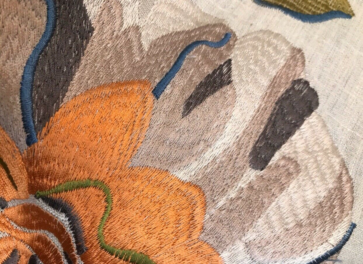 Novelty Cotton Oversized Floral Embroidery Fabric- Flax By The Yard - Fancy Styles Fabric Pierre Frey Lee Jofa Brunschwig & Fils