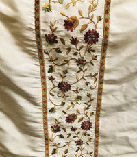 NEW! Lady Margot 100% Silk Dupioni Embroidered Floral Stripes Rows Fabric- Cream - Fancy Styles Fabric Pierre Frey Lee Jofa Brunschwig & Fils