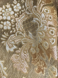 SALE! Designer Damask Burnout Chenille Velvet Fabric - Upholstery- Taupe & Peach - Fancy Styles Fabric Pierre Frey Lee Jofa Brunschwig & Fils