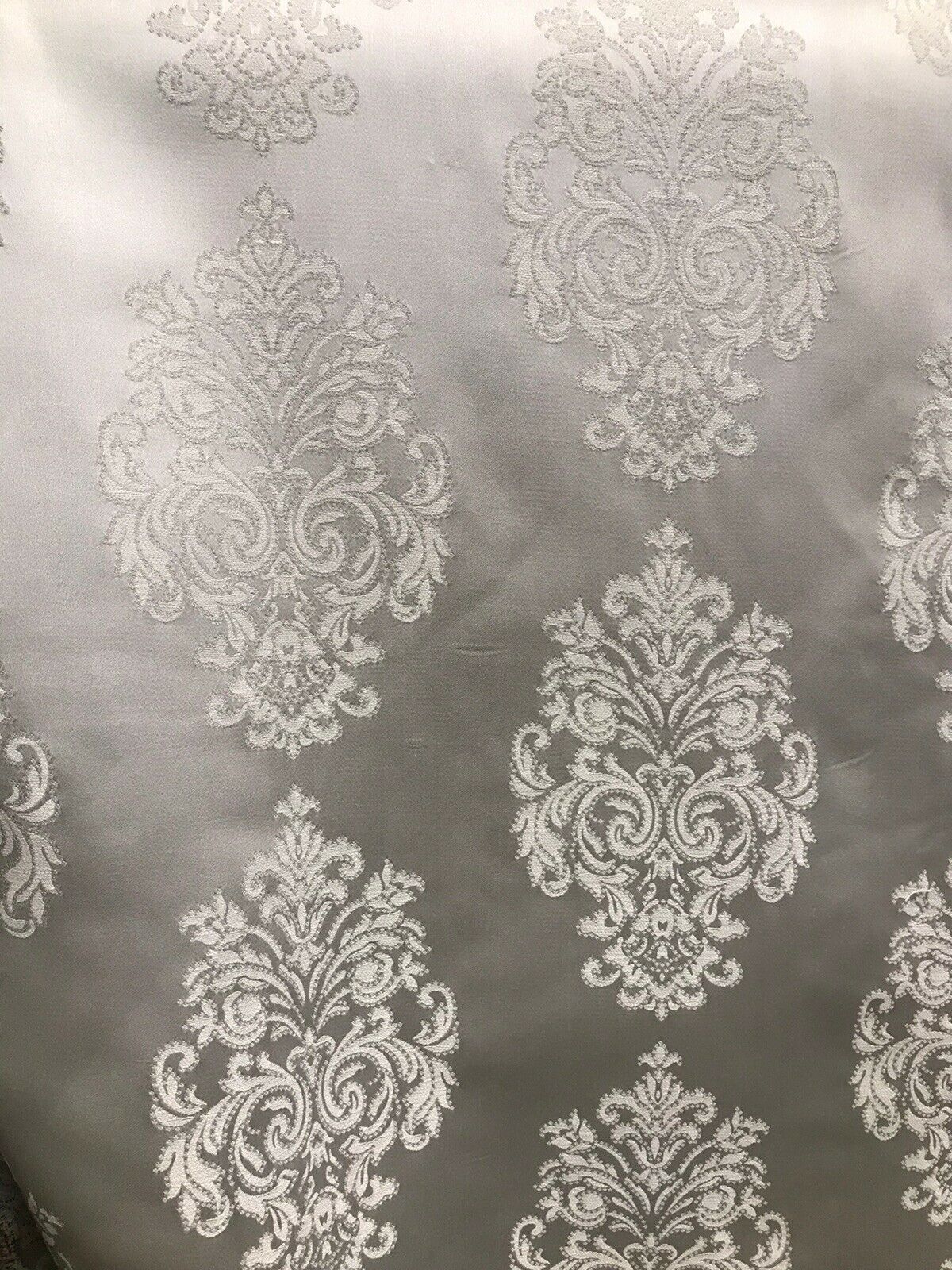 NEW Lady Alison Designer Satin Damask Brocade Upholstery Drapery Fabric - Gray - Fancy Styles Fabric Pierre Frey Lee Jofa Brunschwig & Fils