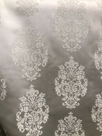 NEW Lady Alison Designer Satin Damask Brocade Upholstery Drapery Fabric - Gray - Fancy Styles Fabric Pierre Frey Lee Jofa Brunschwig & Fils