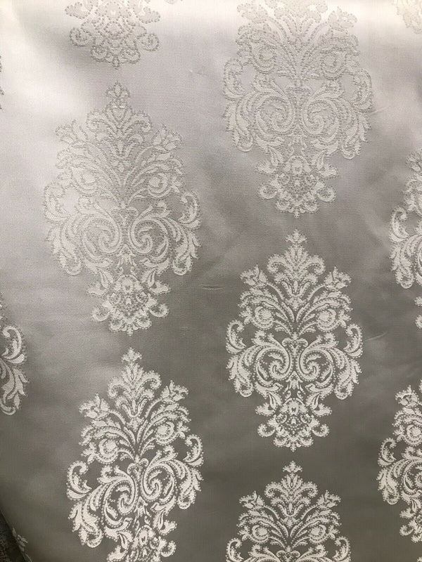 NEW Lady Alison Designer Satin Damask Brocade Upholstery Drapery Fabric - Gray - Fancy Styles Fabric Pierre Frey Lee Jofa Brunschwig & Fils