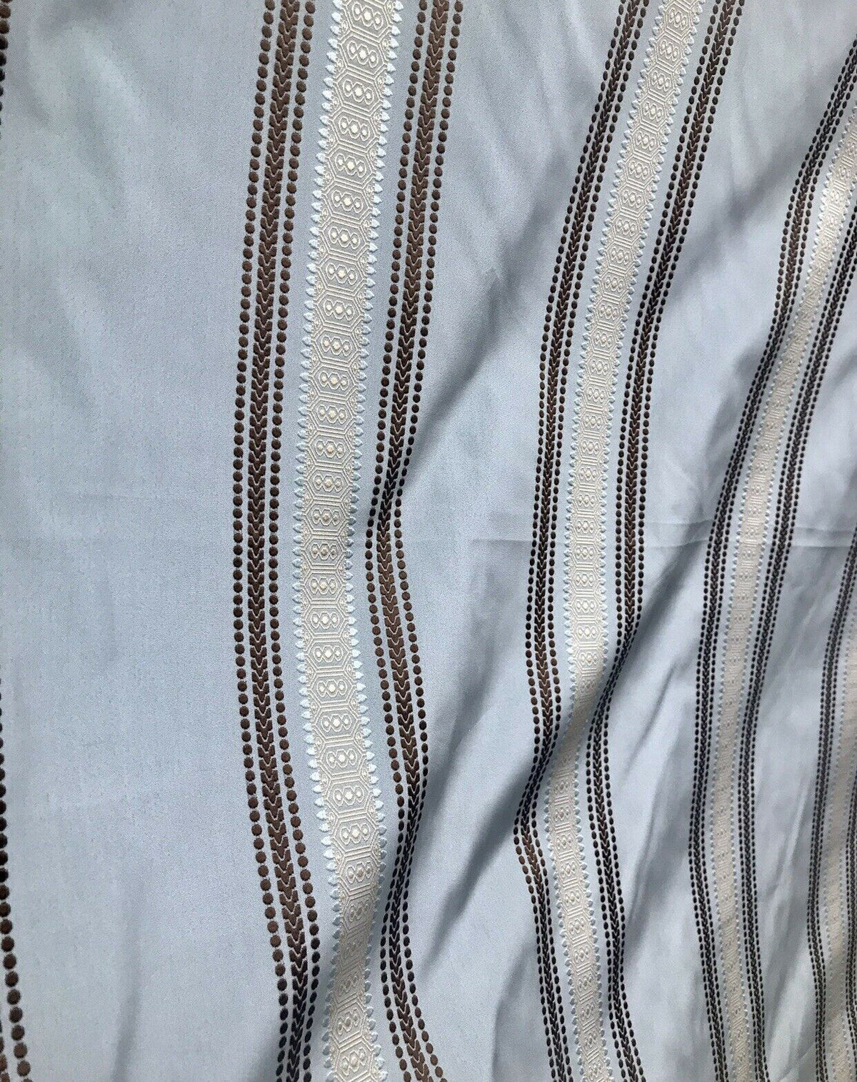 Sir Bradley Designer Brocade Satin Fabric- Pale Blue, Brown, Gold Stripes Neoclassical G1 - Fancy Styles Fabric Pierre Frey Lee Jofa Brunschwig & Fils