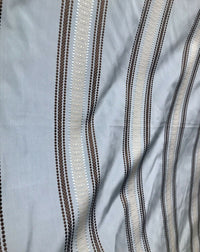 Sir Bradley Designer Brocade Satin Fabric- Pale Blue, Brown, Gold Stripes Neoclassical G1 - Fancy Styles Fabric Pierre Frey Lee Jofa Brunschwig & Fils