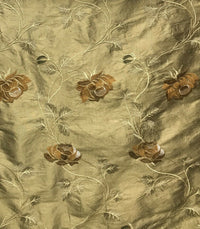 NEW! Queen Evelyn 100% Silk Dupioni Embroidered Floral Fabric- Gold Sold By The Yard LLSUY0002 - Fancy Styles Fabric Pierre Frey Lee Jofa Brunschwig & Fils