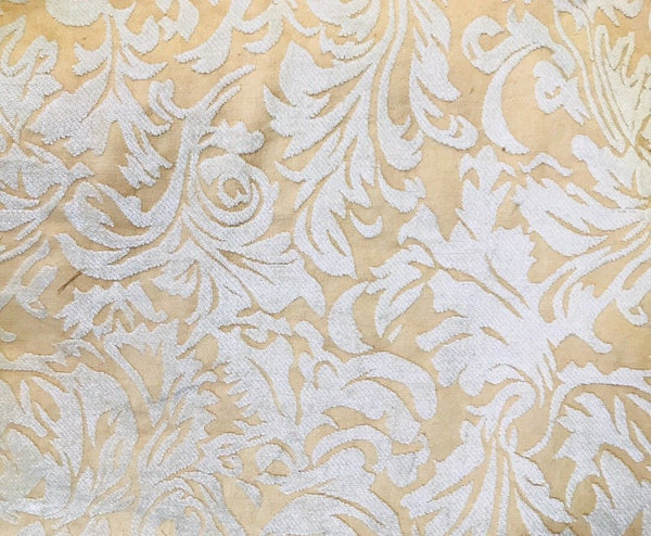 SWATCH- Designer Velvet Chenille Burnout Fabric - Cream Beige- Upholstery - Fancy Styles Fabric Pierre Frey Lee Jofa Brunschwig & Fils