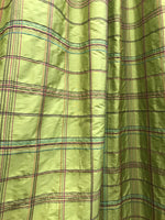 SALE! Designer 100% Silk Taffeta Dupioni Plaid Tartan Ribbon Fabric Lime Green - Fancy Styles Fabric Pierre Frey Lee Jofa Brunschwig & Fils