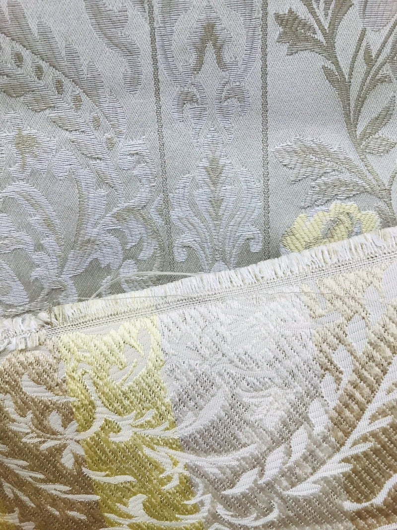NEW Italian Brocade Satin Fabric- Ivory- Floral Upholstery Neoclassical Louis - Fancy Styles Fabric Pierre Frey Lee Jofa Brunschwig & Fils