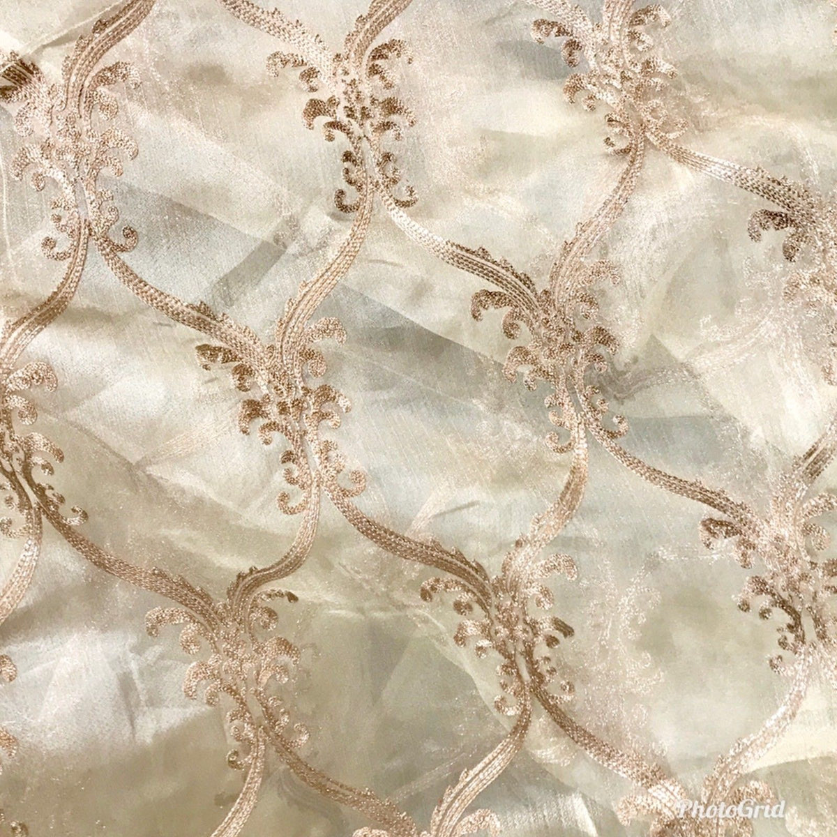 NEW! 110” Wide Designer Sheer Voile and Pink Lurex Drapery Fabric - Fancy Styles Fabric Pierre Frey Lee Jofa Brunschwig & Fils
