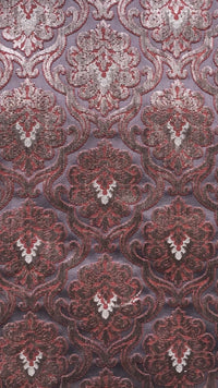 NEW Novelty Made In Italy Burnout Chenille Velvet Fabric Silver-Pink Upholstery - Fancy Styles Fabric Boutique
