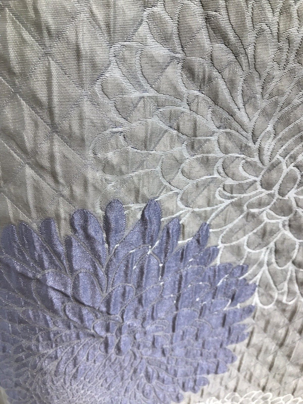 NEW Designer Quilted Satin Brocade Fabric - Floral- Lavender & Ivory - Fancy Styles Fabric Boutique