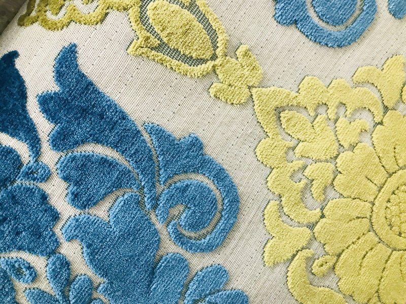 SWATCH- Imported Belgium Burnout Damask Chenille Velvet Fabric Upholstery - Fancy Styles Fabric Boutique