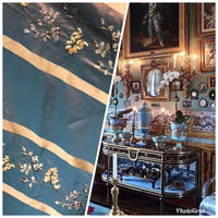 SALE! Designer 100% Silk Taffeta Embroidery Fabric Teal & Peach Iridescent - Fancy Styles Fabric Boutique
