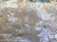 Designer Burnout Antique Inspired Velvet Fabric Eggshell Blue And Gold - Fancy Styles Fabric Pierre Frey Lee Jofa