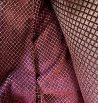 SALE! Lord Owen Burnout Velvet Chenille Fabric -Burgundy Red Diamond Motif -Upholstery - Fancy Styles Fabric Pierre Frey Lee Jofa Brunschwig & Fils