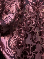 Designer Rayon Burnout Velvet Fabric - Antique Wine- By The Yard - Fancy Styles Fabric Pierre Frey Lee Jofa Brunschwig & Fils