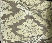 BACK IN STOCK!!! Lady Janet Damask Burnout Chenille Velvet Fabric - Soft Yellow & Taupe - Fancy Styles Fabric Pierre Frey Lee Jofa Brunschwig & Fils