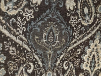 SWATCH Double Sided Burnout Kilim Rug Inspired Fabric- Blue Brown Upholstery - Fancy Styles Fabric Pierre Frey Lee Jofa Brunschwig & Fils