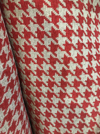 NEW Designer Upholstery Oversized Houndstooth Pattern Fabric - Red & Natural - Fancy Styles Fabric Pierre Frey Lee Jofa Brunschwig & Fils