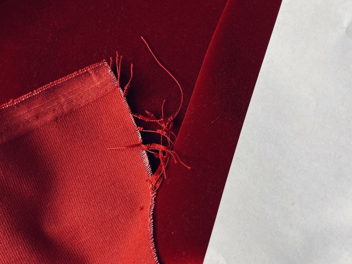 NEW! Prince Oliver - Designer 100% Cotton Made In Belgium Upholstery Velvet Fabric - Blood Red - Fancy Styles Fabric Pierre Frey Lee Jofa Brunschwig & Fils