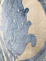 NEW Designer Italian Burnout Damask Chenille Velvet On Linen Fabric Upholstery - Fancy Styles Fabric Boutique