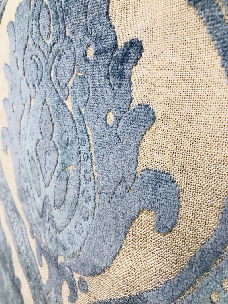 NEW Designer Italian Burnout Damask Chenille Velvet On Linen Fabric Upholstery - Fancy Styles Fabric Boutique