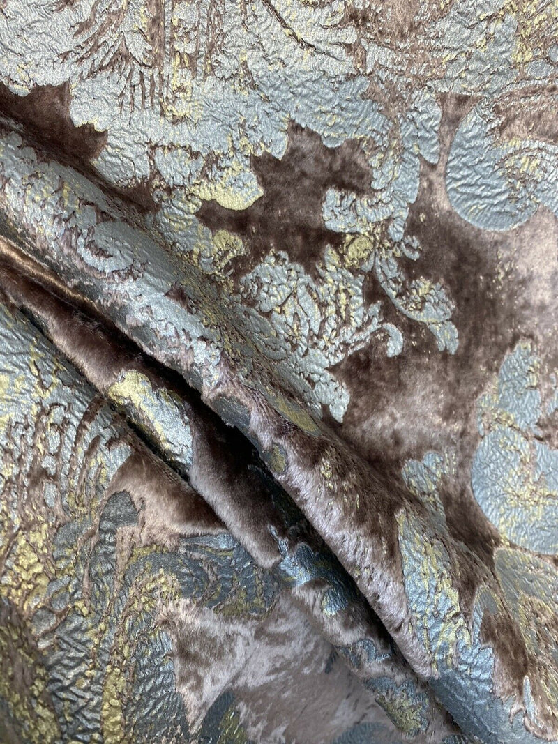 NEW! Queen Renee Antique Inspired Burnout “Furry” Velvet Damask Fabric - Mauve - Fancy Styles Fabric Pierre Frey Lee Jofa Brunschwig & Fils