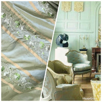 SWATCH Duchess Jezebel Designer 100% Silk Taffeta Aqua Green Fabric Embroidered Drapery - Fancy Styles Fabric Pierre Frey Lee Jofa Brunschwig & Fils