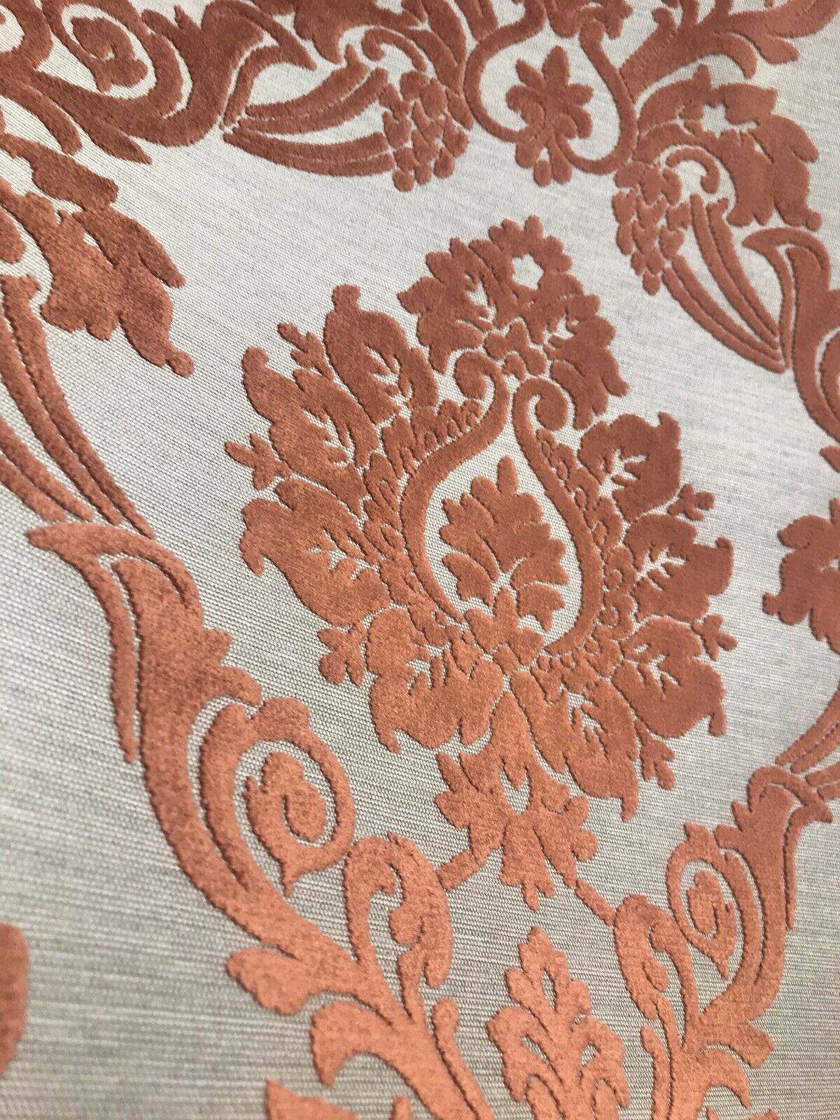NEW Duke Raphael Designer Velvet Chenille Burnout Damask Upholstery Fabric - Orange - Fancy Styles Fabric Pierre Frey Lee Jofa Brunschwig & Fils