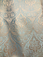 NEW! Princess Penelope Designer Brocade Satin Fabric - Blue Neoclassical Floral Upholstery Damask - Fancy Styles Fabric Pierre Frey Lee Jofa Brunschwig & Fils