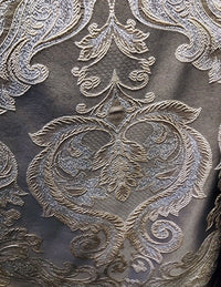 SWATCH 8” x 8” Sample- Designer Brocade Satin Fabric- Gray Silver Gold - Damask - Fancy Styles Fabric Pierre Frey Lee Jofa Brunschwig & Fils