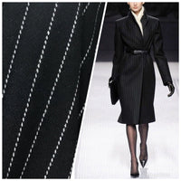 NEW Close-Out Designer Wool Dacron Pinstripe Coat Fabric - Black White - Fancy Styles Fabric Pierre Frey Lee Jofa Brunschwig & Fils