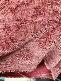 SWATCH Designer Velvet Chenille Burnout Fabric - Antique Raspberry Red - Fancy Styles Fabric Pierre Frey Lee Jofa Brunschwig & Fils