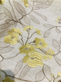 NEW Designer Linen Rayon Embroidered Floral Decorating Fabric- Yellow LLLWY0001 - Fancy Styles Fabric Pierre Frey Lee Jofa Brunschwig & Fils