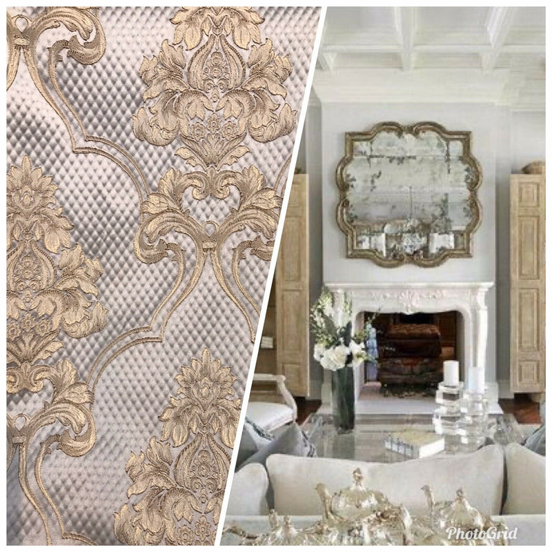 NEW Princess Clara Designer Satin Damask Upholstery Drapery Fabric - Ivory BTY - Fancy Styles Fabric Pierre Frey Lee Jofa Brunschwig & Fils