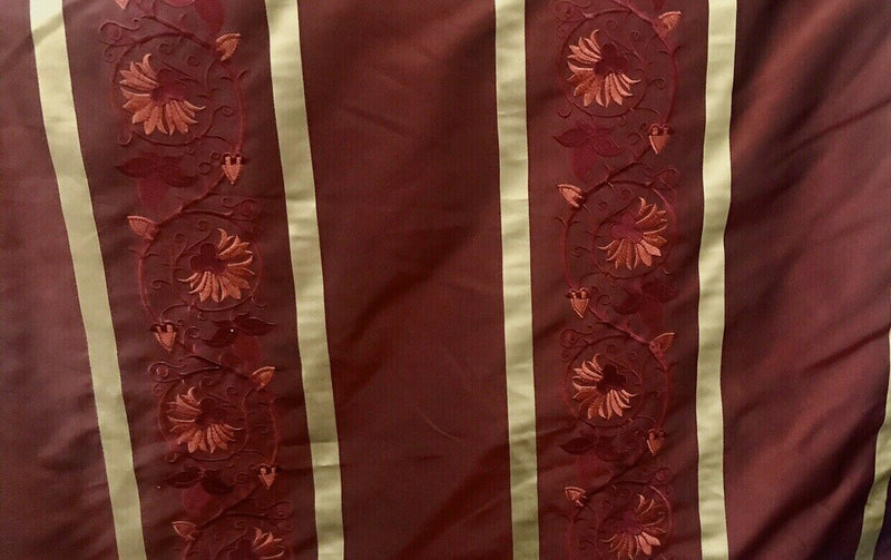 Duchess Jezebel Designer 100% Silk Taffeta Embroidery Floral Fabric Red and Gold BTY - Fancy Styles Fabric Pierre Frey Lee Jofa Brunschwig & Fils