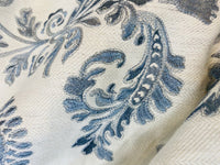 NEW! Novelty 100% Cotton Fabric Floral Damask Embroidery- Blue & White - Fancy Styles Fabric Pierre Frey Lee Jofa Brunschwig & Fils
