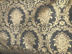 Lord Augustin Designer Velvet Chenille Burnout Damask Upholstery Fabric - Gray & Gold - Fancy Styles Fabric Pierre Frey Lee Jofa Brunschwig & Fils