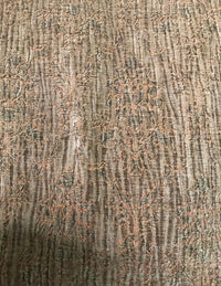 SALE! Designer Crinkle Velvet Chenille Burnout Fabric - Antique Olive W/ Peach - Fancy Styles Fabric Pierre Frey Lee Jofa Brunschwig & Fils