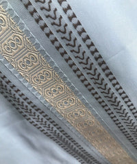 Sir Bradley Designer Brocade Satin Fabric- Pale Blue, Brown, Gold Stripes Neoclassical G1 - Fancy Styles Fabric Pierre Frey Lee Jofa Brunschwig & Fils
