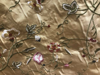 100% Lady Melody Silk Taffeta Dupioni Decorating Fabric Embroidery Floral Gold - Fancy Styles Fabric Pierre Frey Lee Jofa Brunschwig & Fils