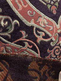 NEW Lady Kate Designer Velvet Chenille Burnout Upholstery Fabric - Plum & Coral- Heavy - Fancy Styles Fabric Pierre Frey Lee Jofa Brunschwig & Fils