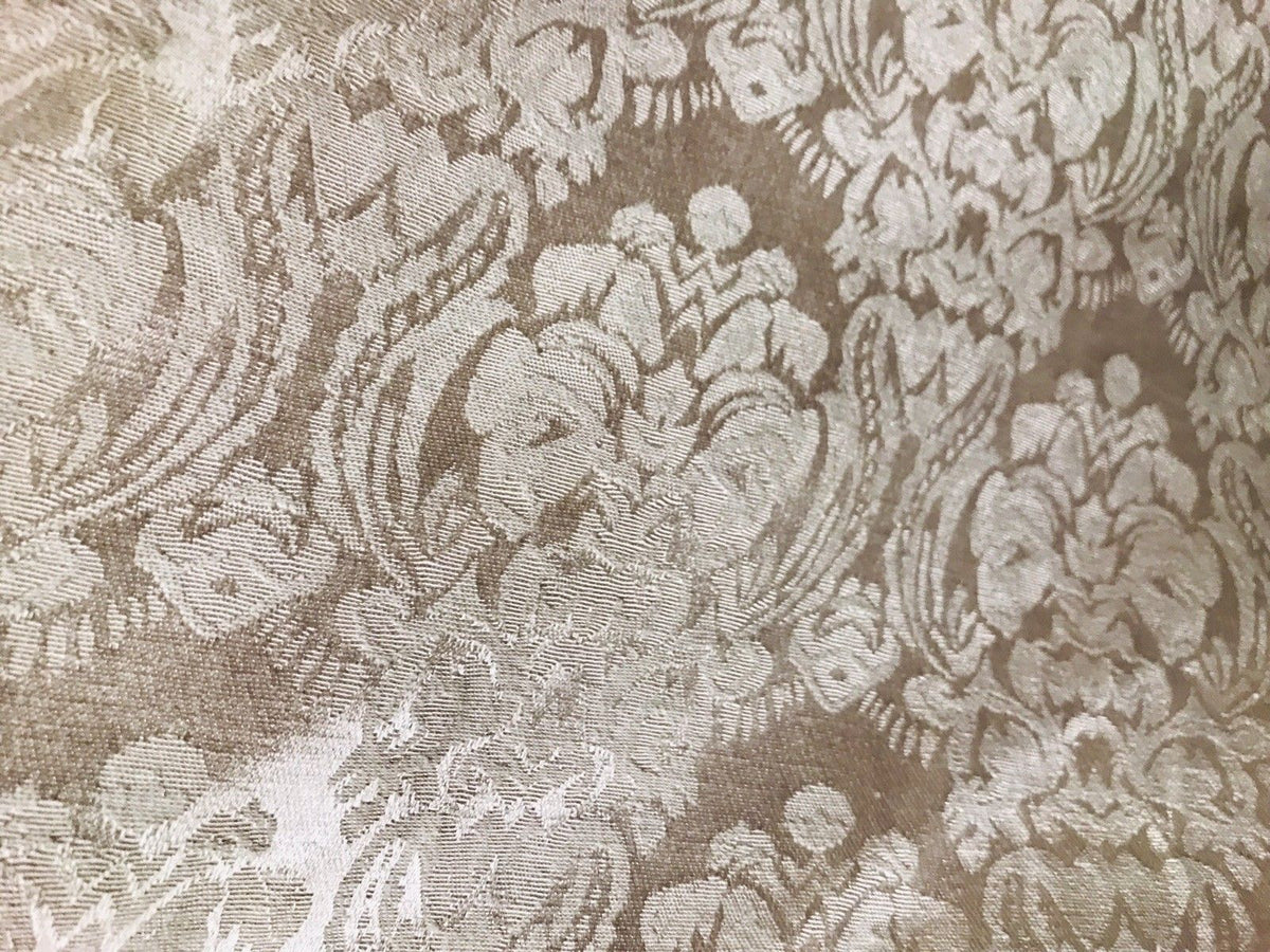 NEW SALE Designer Brocade Satin Damask Fabric- Antique Rose Gold- By The yard - Fancy Styles Fabric Boutique